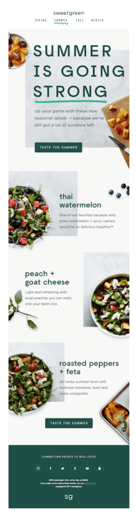 Sweetgreen Email Marketing Campaign