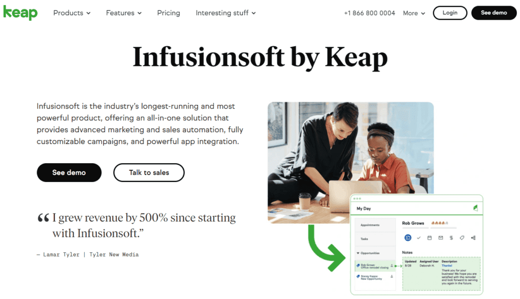 Infusionsoft by Keap mortgage CRM software