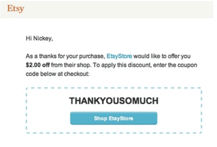 etsy email marketing example