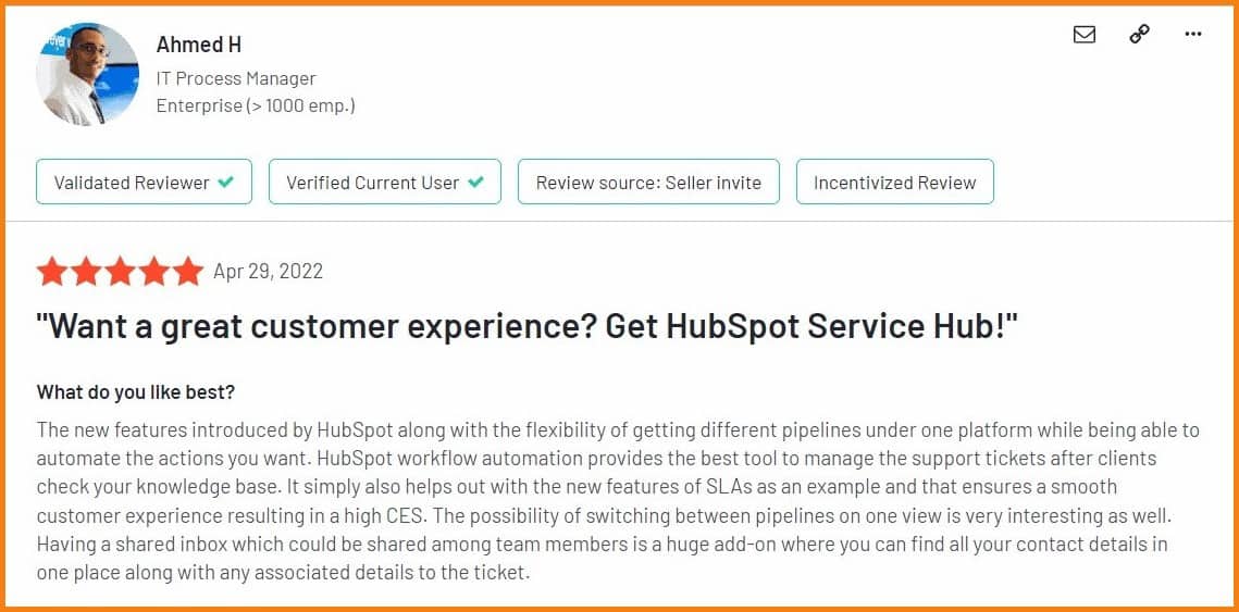 HubSpot customer review