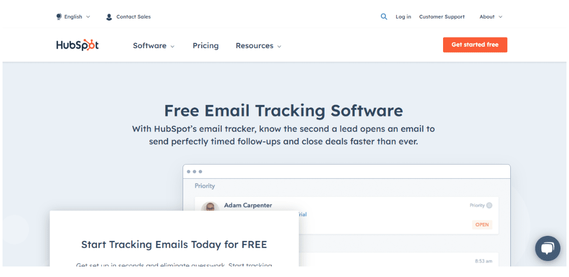 HubSpot – free email tracker