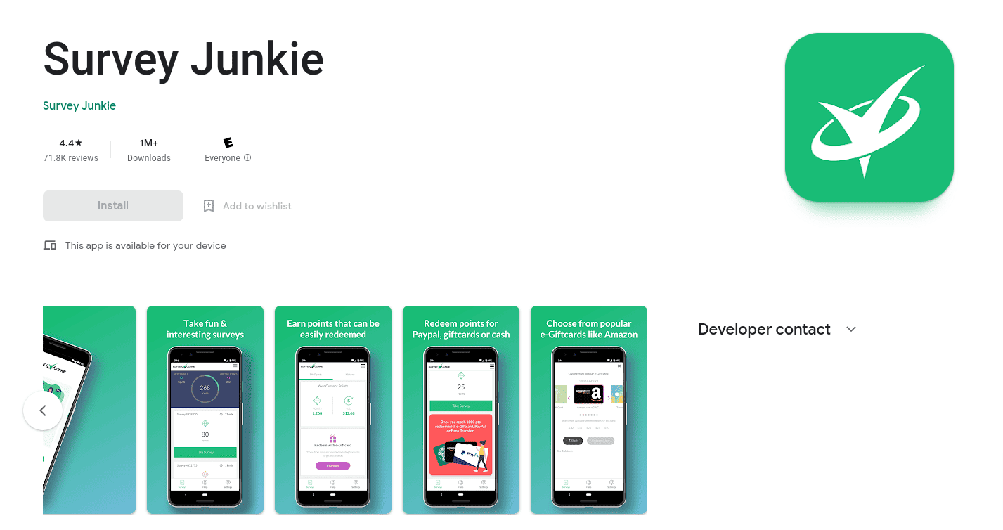 Passive income app: Survey Junkie