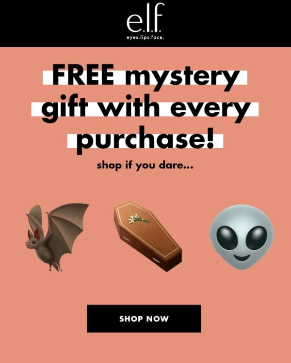 Halloween marketing email by e.l.f. Cosmetics