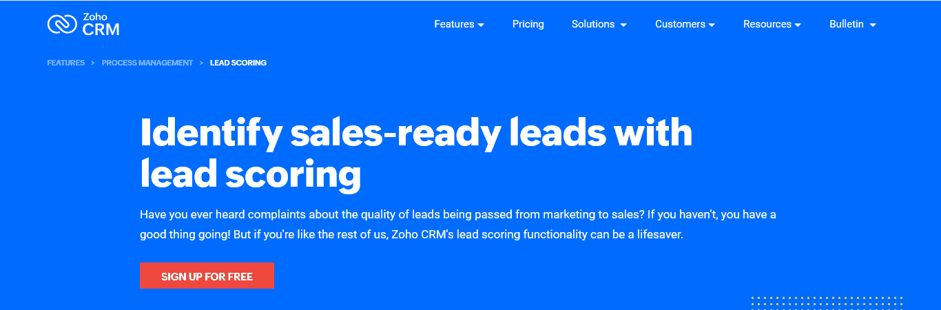 Zoho CRM for lead scoring