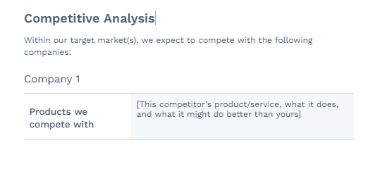 Competitive analysis