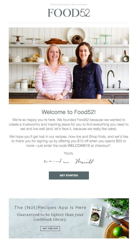 Food52 business introduction letter
