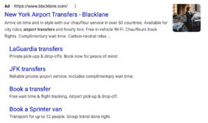 Blacklane Airport Transport Google Ads Examples