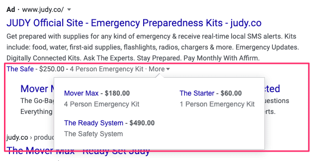 Ad extension examples