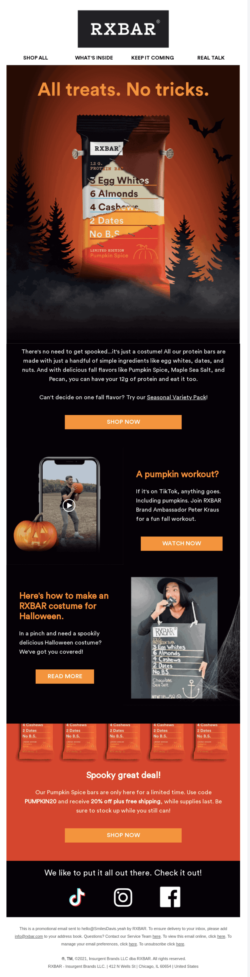 Seasonal promotional email example