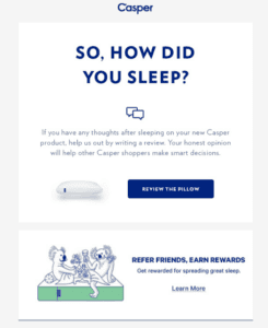 Casper email example for eCommerce email marketing strategy