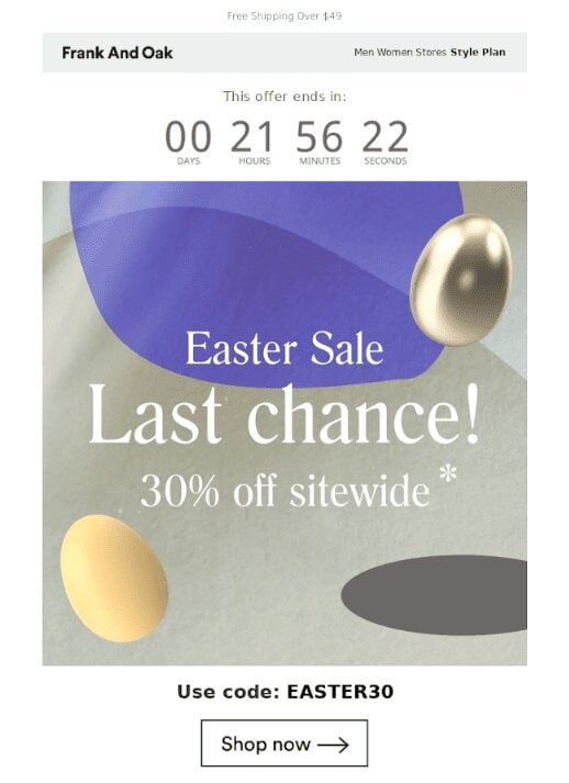 Last chance Easter sales email