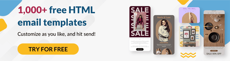 Banner promoting over 1,000 free HTML email templates from EngageBay. Customize and send beautiful, easy-to-use email templates for impactful marketing campaigns. Try for free.