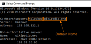 Domain Name through NSLOOKUP in Command Prompt